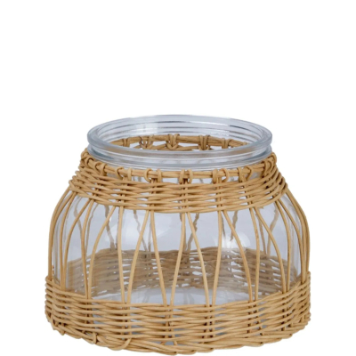 Изображение товара Ваза Glasar Стекло и ротанг 17x13 см, декор