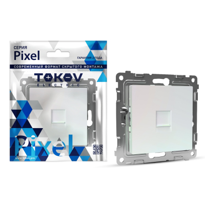 Изображение товара Розетка Tokov Electric Pixel компьютерная 1-м перламутровая