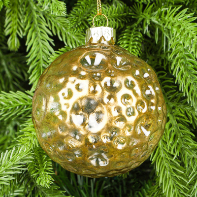 Изображение товара Стеклянный новогодний шар Yancheng Shiny 8 см золотистый с орнаментом