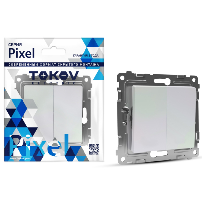 Изображение товара Переключатель Tokov Electric Pixel проходной двухклавишный 250 В винтовая установка