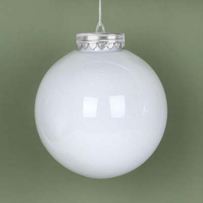 Изображение товара Шар Bigdecor 25 см с глиттером белый лакированный елочная игрушка