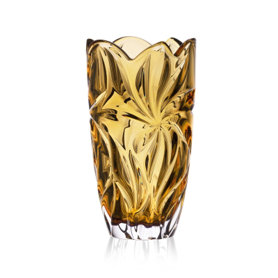Изображение товара Ваза из хрустального стекла Aurum Crystal Flora amber 28 см