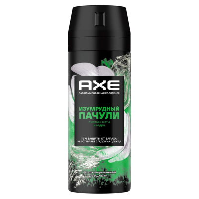 Изображение товара Дезодорант аэрозоль Axe Изумрудный пачули 150 мл защитный спрей для мужчин