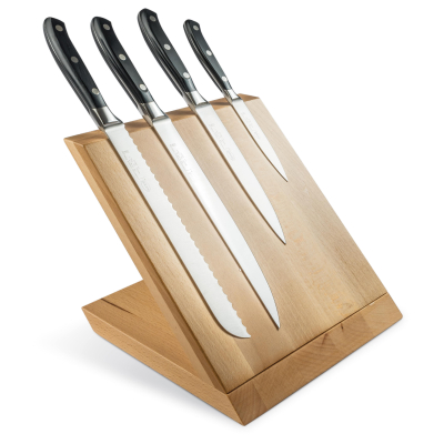 Изображение товара Магнитный блок Sanelli для 4 ножей деревянный наклонный серый