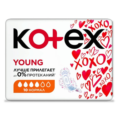 Изображение товара Прокладки Kotex янг для девочек нормал 8 шт - гигиенические прокладки для юных девочек Изображение товара Прокладки Kotex янг для девочек нормал 8 шт - гигиенические прокладки для юных девочек