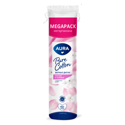 Изображение товара Ватные диски Aura 150 шт для ухода за кожей, с двумя поверхностями