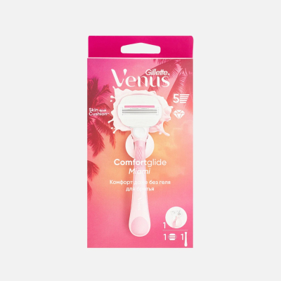 Изображение товара Бритвенный станок Venus Miami для женщин со сменной кассетой и держателем Изображение товара Бритвенный станок Venus Miami для женщин со сменной кассетой и держателем