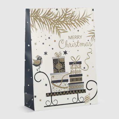 Изображение товара Подарочный пакет Due Esse Christmas regalo natalizia белый-синий 44х17х61 см