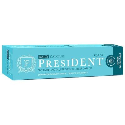 Изображение товара Зубная паста President Calcium 68г с RDA 50 для укрепления эмали