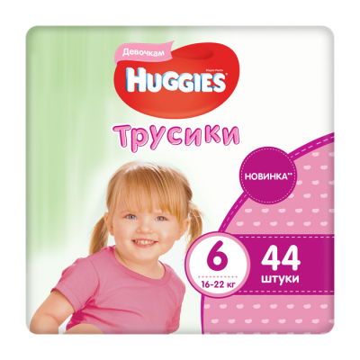 Изображение товара Трусики Huggies для девочек 6 (16-22 кг) 44 шт 