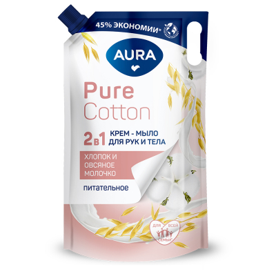 Изображение товара Крем мыло 2в1 Aura для рук и тела с овсяным молочком 850 мл