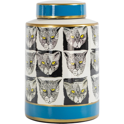 Изображение товара Стильная керамическая ваза с крышкой Glasar 16х16х26 см для интерьера Изображение товара Стильная керамическая ваза с крышкой Glasar 16х16х26 см для интерьера