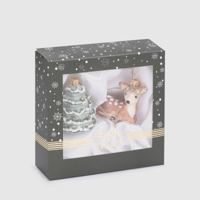 Изображение товара Набор ёлочных игрушек Snow and Stars олененок и ёлочка 2шт праздничный декор