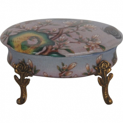 Изображение товара Розовая шкатулка Glasar из фарфора и бронзы, ручная работа, 17х12х8 см