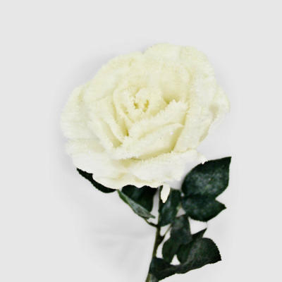 Изображение товара Искусственная роза Конэко-О новогодняя белая, размер 15 см, упаковка 1 шт.