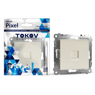 Изображение товара Розетка Tokov Electric Pixel телефонная 1-м RJ11 бежевая