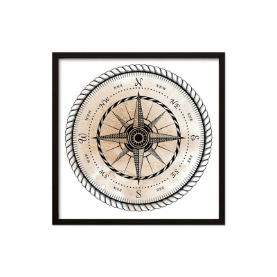 Изображение товара Постер Лакарт Дизайн Компас в черной деревянной раме 30х30 см