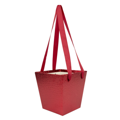 Изображение товара Сумка Азалия для цветов, трапеция, красный, 14,5х11х15 см