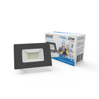 Изображение товара Прожектор светодиодный Gauss LED 20W IP65 черный для наружного освещения Изображение товара Прожектор светодиодный Gauss LED 20W IP65 черный для наружного освещения
