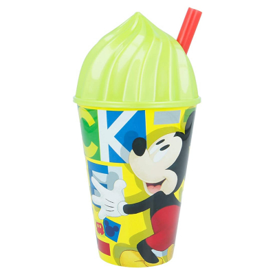 Изображение товара Складной пластиковый стакан с крышкой и соломинкой Микки Маус 430 мл