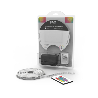 Изображение товара Комплект RGB светодиодной ленты Gauss LED BT041 3 м с контроллером и пультом Изображение товара Комплект RGB светодиодной ленты Gauss LED BT041 3 м с контроллером и пультом