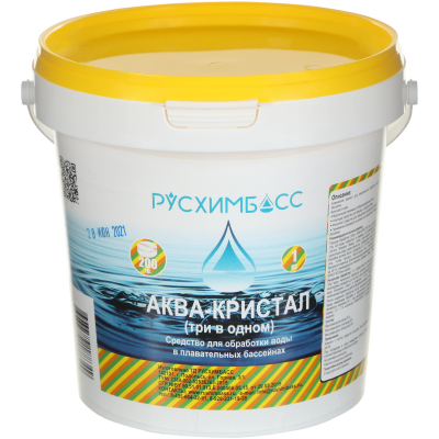 Изображение товара Средство для обработки воды в бассейне Русхимбасс Аква-кристал три в одном 1 кг