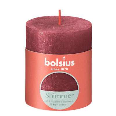 Изображение товара Декоративная свеча Bolsius Rustic Metallic Shimmer 8х6,8 см красная Изображение товара Декоративная свеча Bolsius Rustic Metallic Shimmer 8х6,8 см красная