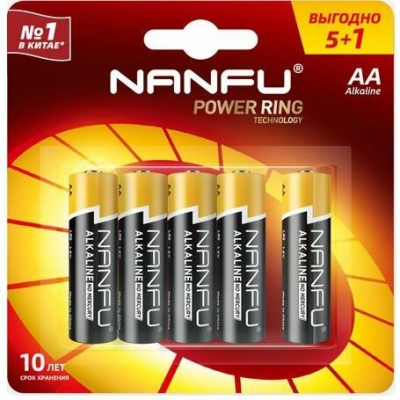Изображение товара Батарейки Nanfu AA 1.5В 6 шт щелочные с высоким сроком хранения
