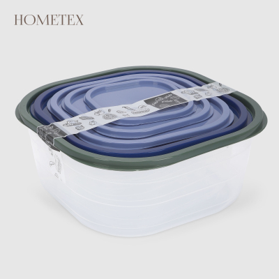 Изображение товара Набор контейнеров Hometex из 5 шт объем 8,96 л прозрачный и синий Изображение товара Набор контейнеров Hometex из 5 шт объем 8,96 л прозрачный и синий