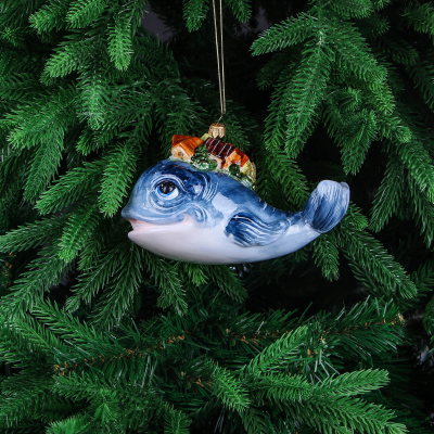 Изображение товара Игрушка ёлочная Snow and Stars чудо-кит из стекла