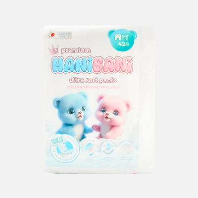 Изображение товара Трусики-подгузники для детей Hani Bani Premium soft размер М 6-11 кг 42 шт Изображение товара Трусики-подгузники для детей Hani Bani Premium soft размер М 6-11 кг 42 шт