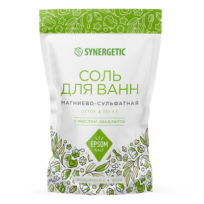 Изображение товара Магниево-сульфатная соль для ванн с маслом эвкалипта Synergetic 1 кг