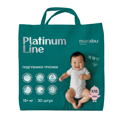 Изображение товара Подгузники-трусики Marabu Platinum XXL 15+ кг, 30 шт Изображение товара Подгузники-трусики Marabu Platinum XXL 15+ кг, 30 шт