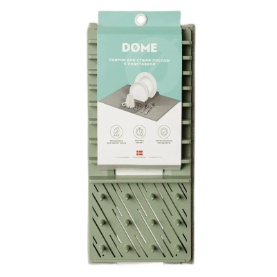 Изображение товара Коврик с подставкой для посуды Dome Войенс зелёный 38х50 см
