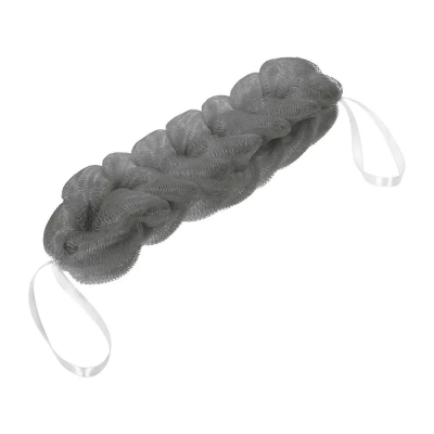 Изображение товара Мочалка-косичка Банные штучки серая 40 г для тела с ручками