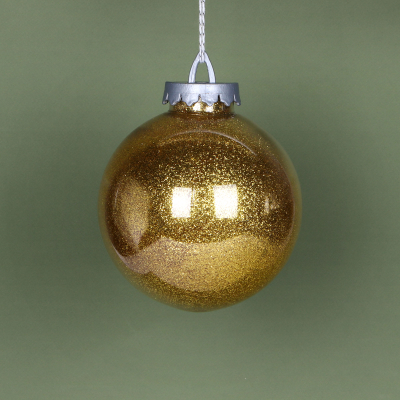 Изображение товара Игрушка ёлочная Bigdecor шар с глиттером золотистый 15 см