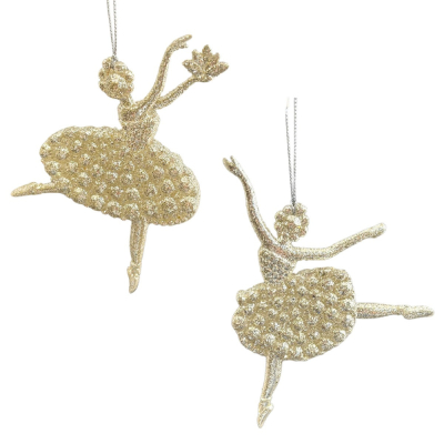 Изображение товара Игрушка елочная балерина Kurt S. Adler 13 см золотистая для елки