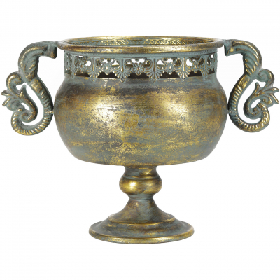 Изображение товара Металлическая ваза Glasar 33x21x24 см золотистая для интерьера