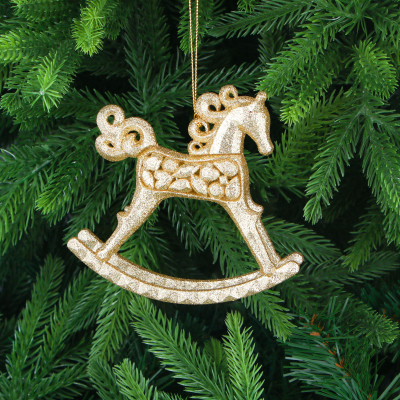 Изображение товара Золотая елочная игрушка лошадка из акрила 8 см Christmas Wonderlan