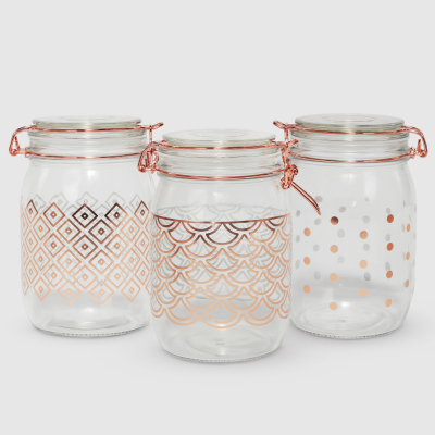 Изображение товара Набор банок Qingdao 3 шт 1 л стекло цинк силикон подарочная упаковка