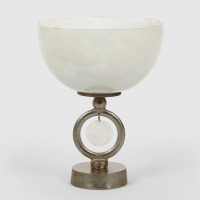 Изображение товара Декоративный подсвечник Dekor pap 23x29 см из стекла и алюминия белый бронзовый