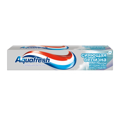 Изображение товара Зубная паста Aquafresh Сияющая белизна 75 мл для белых улыбок, отбеливание, гигиена полости рта Изображение товара Зубная паста Aquafresh Сияющая белизна 75 мл для белых улыбок, отбеливание, гигиена полости рта