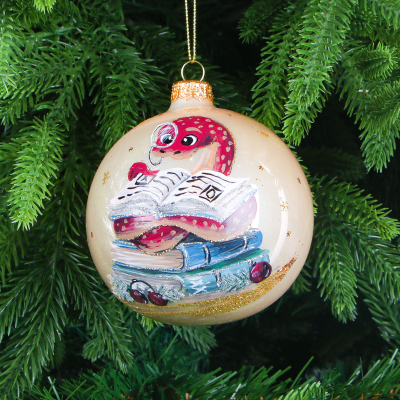 Изображение товара Елочный шар Snow and Stars змейка-умница 10 см, ручная работа, стекло