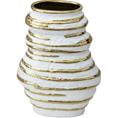 Изображение товара Ваза Glasar 20х11х27 см - Белая и Золотистая Керамика