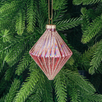 Изображение товара Игрушка ёлочная Yancheng Шар стеклянный розовый с блестками