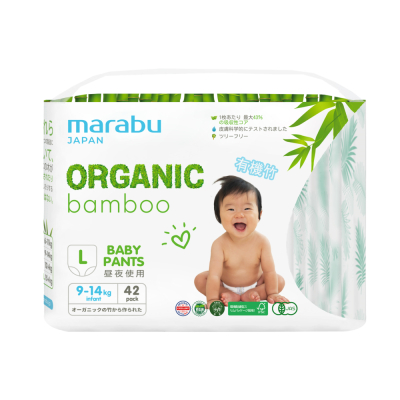 Изображение товара Трусики-подгузники Marabu Bamboo L, 9-14 кг, 42 шт, гипоаллергенные, ночные Изображение товара Трусики-подгузники Marabu Bamboo L, 9-14 кг, 42 шт, гипоаллергенные, ночные
