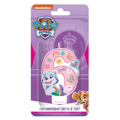 Изображение товара Свеча на торт Щенячий патруль Цифра 6 мультяшная для праздника