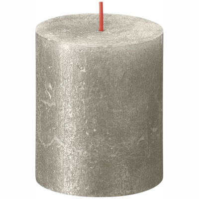 Изображение товара Свеча Bolsius Rustic Metallic Shimmer 8x6,8 см серебряная декоративная свеча