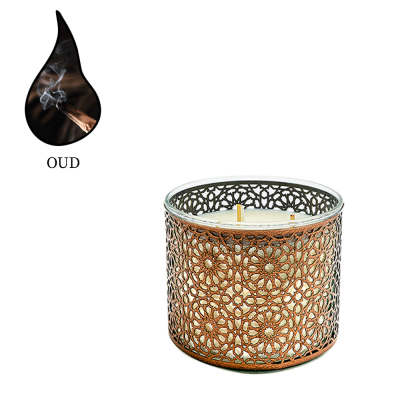 Изображение товара Аромасвеча Nour Bougie Arabesque Oud бронза 12x12x10 см ручная работа