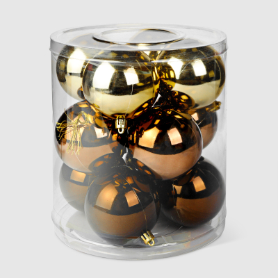Изображение товара Набор шаров Linhai jinnuo пластик коричнево-золотой 8 см 12 шт
